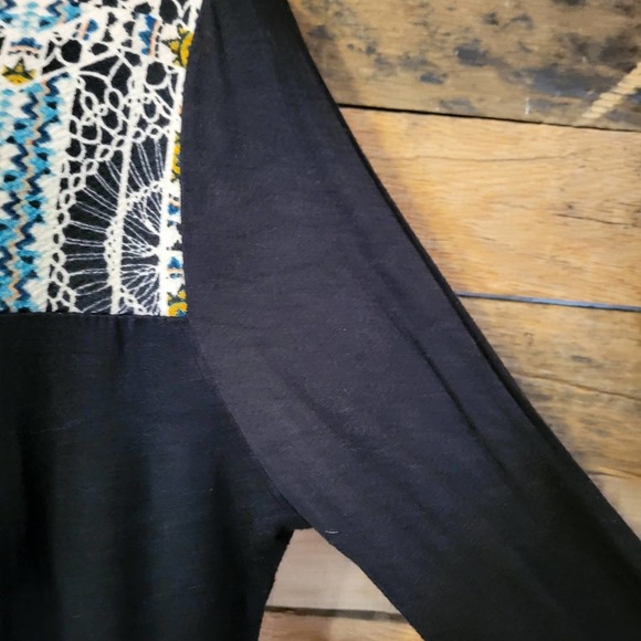 B Leev women's black causal patterned shoulder long sleeve top size xl - Picture 4 of 9